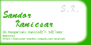 sandor kanicsar business card